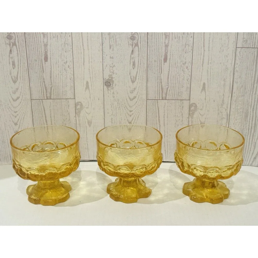 TIFFIN Franciscan Madeira Cornsilk Yellow Glass Sherbet Champagne 6p Set MCM